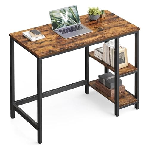 VASAGLE Escritorio, Mesa de Trabajo, 100 x 50 x 76 cm, Estilo Moderno, para Estudio Dormitorio Salón Oficina, Marrón Rústico y Negro Tinta LWD046B01
