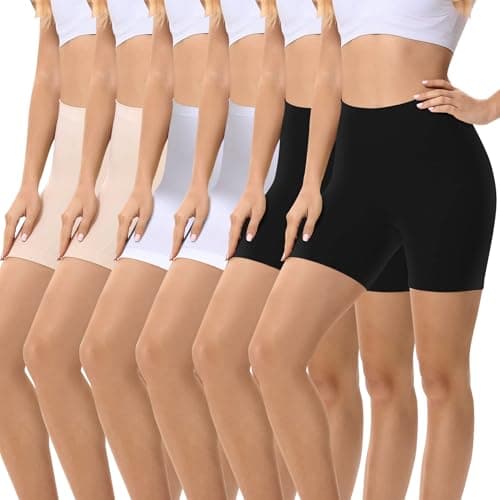 FALARY Bragas Pantalon Mujer Leggings Cortos Boxer Mujer Shorts Alta Pantalones Pack de 6 para Running Negro Beige Blanc Pack de 6
