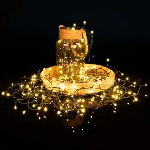 Idena 31805 - Luces de Hadas LED con 200 LED en Blanco Ultra cálido, para Exterior e Interior, comprobadas por TÜV y GS, Temporizador de 8 Horas, 29,9 m de Largo, decoración de Fiestas y navideña