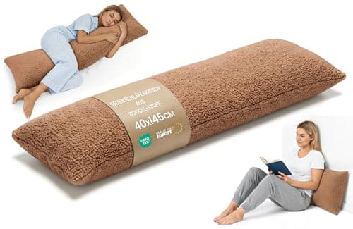 Totsy Baby Almohada Lactancia y Embarazo Bouclé 145cm – cojin Alargado para abrazar Ideal para Dormir mejo Descansar y apoyar la Postura Embarazadas y Lactancia Certificado Oeko-Tex