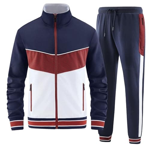 ANOTWENER Conjunto de chándal casual de 2 piezas para hombre, chaqueta de manga larga con cremallera completa y pantalones deportivos para correr, Ct-085, XXX-Large