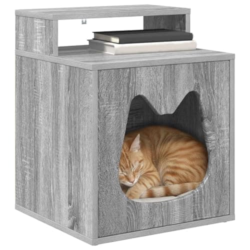 vidaXL Casa para Gatos Gris Sonoma 42,5 x 40 x 53,5 cm, Casa de Gato Moderna para Sala, Mueble Acogedor, Refugio fácil de armar, para tu Peludo Amigo