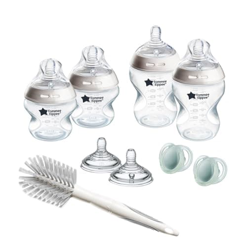 Tommee Tippee Biberones, set Natural Start recién nacidos, biberón anticólicos 150 ml y 260 ml, con tetinas ergonómicas de flujo medio, esterilizable
