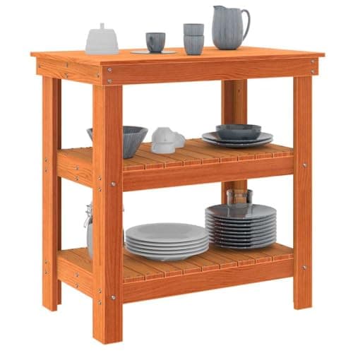 vidaXL Banco de Trabajo con Estante Marrón Cera 78.5 x 50 x 80 cm, Unidad de Almacenamiento para Taller, Estante rústico Independiente, Organizador Resistente para Herramientas de Pino