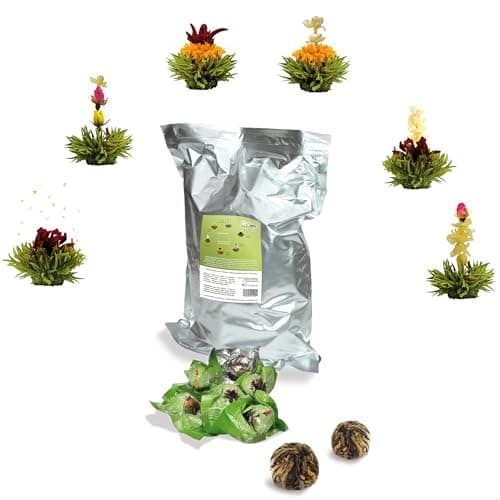Creano Flores de Té Verde Paquete de Recarga 6 uds – 6 Variedades de Té Verde Aromatizado – Formato Ahorro para Tetera