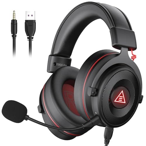 EKSA Auriculares Gaming con Sonido Envolvente 7.1, Micrófono con Cancelación de Ruido, Luz LED y Conector de Audio de 3,5 mm, Auriculares Superligeros para Juegos para PC/Switch / PS4 / PS5 / Xbox One