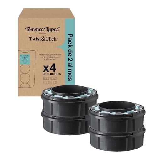 Tommee Tippee Cartuchos de recambio para contenedor de pañales Twist & Click, Pack exclusivo de 4 cartuchos de 10,5 m para recambios rápidos