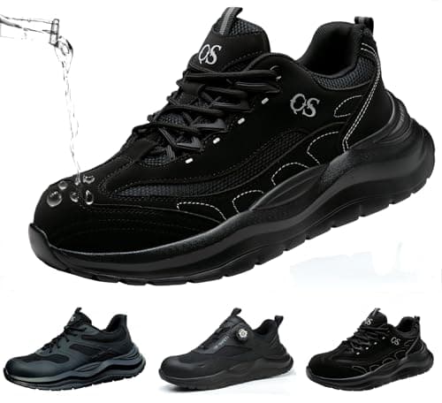 ZEPYFXIT Zapatos de Seguridad Hombre y Mujer Cómodos y Ligeros para Invierno Botas de Trabajo Impermeables con Punta Acero Antideslizante Zapatillas Seguridad Color Negro Talla 36 EU