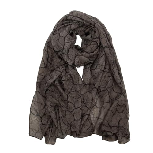 RIIQIICHY Pañuelo Cuello Mujer Gris oscuro Fulares para Mujer Elegante Foulard Bufanda Grande Primavera Verano Patrón de Textura