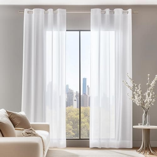 Deconovo Cortinas Salon Modernas Blancas Translucidas 140 x 240 cm Cortinas Dormitorio Visillos para Ventanas de Habitacion Infantiles Niños 2 Piezas Blanco