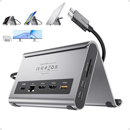 PULWTOP MacBook Docking Station Dual Monitor 4K@60Hz para MacBook Pro/Air M3 Pro/M4/M5 Pro/MAX, Computadora Portátil USB C Dock con 2 HDMI, PD, Ethernet, USB A/C 10Gbps, Audio, SD/TF, USB 2.0