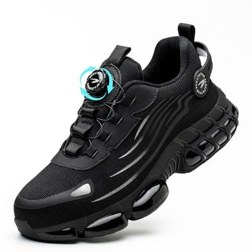 GemChve Zapatos de Seguridad para Hombre Mujer Puntera de Acero Zapatillas Transpirable Ligero Comodo Trabajo Liberación Rápida Calzado de Segurida Black 36 EU