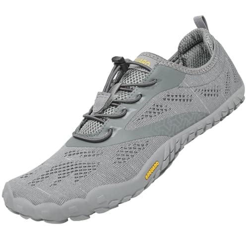 SAGUARO Zapatos Barefoot Hombre Zapatillas Minimalistas Mujer Calzado Trail Running Tejer Gris 39