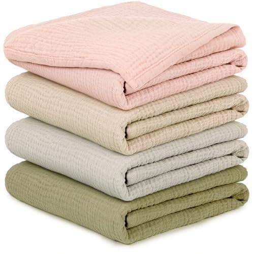 IKWOLETI Muselinas Bebe Algodon 60x60 - Paquete de 4 Muselinas Bebe Algodon Suaves, Absorbentes y Amigables, Recién Nacidos, Ideales para Limpiar y Cubrir (Gris Arena)