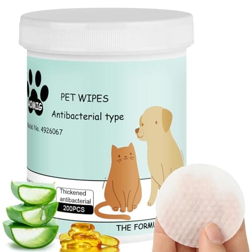 Aomig 200pcs Almohadillas de Limpieza de Ojos Naturales para Perros, Toallitas Perros Higiene, Toallitas para Ojos para Limpiar Perros y Gatos