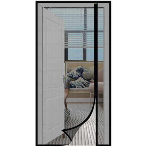 Sekey Mosquitera Puerta a Prueba de Gatos, Mosquitera Magnética para Puerta de Fibra de Vidrio Apertura Lateral, Cortina Mosquitera Magnética de Balcón, Fácil Instalación, 100x210cm, Negro