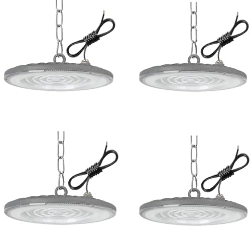 4pcs UFO LED Foco LED Industrial 100W, 10000LM Naves Industriales UFO LED, 6500K Impermeable IP65 Foco LED Industrial para Patio, Garaje, Fábrica, Taller