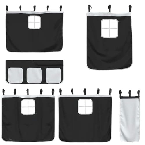 vidaXL Cortinas para Camas Altas poliéster Blanco y Negro