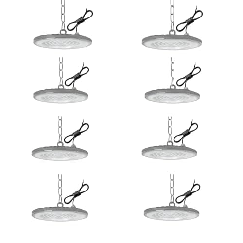 Toobettp 8pcs UFO LED Foco Industrial 100W, 10000LM Naves Industriales, 6500K Impermeable IP65 para Patio, Garaje, Fábrica, Taller