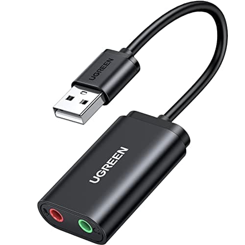 UGREEN Tarjeta de Sonido USB Externa Soporta Auriculares y Micrófono, Adaptador Audio Tipo C a Jack 3.5mm Compatible con PC, Macbook, MateBook, PS5/PS4, Altavoces, Amplificador
