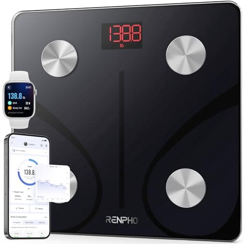RENPHO Bascula de Baño Digital, Bascula Grasa Corporal y Muscular con App, Bascula Inteligente para Fitness, 13 Monitores de Composición Corporal Peso IMC Muscular, Elis 1