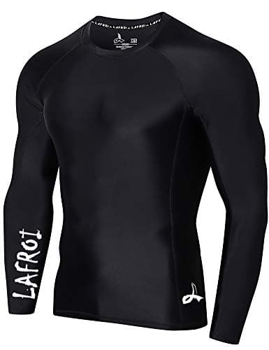 LAFROI - Camiseta de Neopreno Protectora, de compresión, para Hombre, Manga Larga, UPF 50+, Ajustada, Modelo CLYYB (Asym Black,S)
