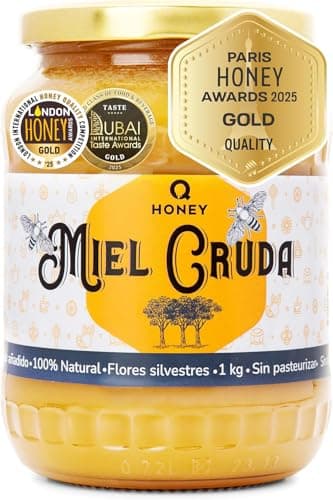 Qhoney, Ganadora de Oro - Paris Raw Honey Awards 2025 - Miel Pura de Abeja 1kg, Cruda, Natural, sin Pasteurizar, sin Azúcar