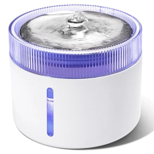 Nobleza - Fuente para Gatos 2L, Fuente de Agua para Mascotas Ultra Silenciosa, Luz LED Inteligente, con Filtros De Carbón Activado Y Bomba De Agua, Apto para Múltiples Mascotas, Blanco