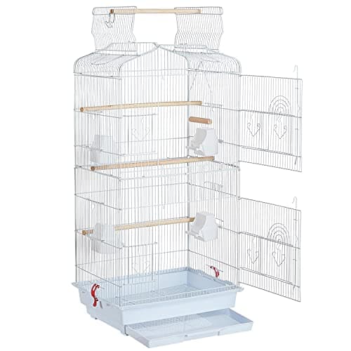 Yaheetech Jaula para Pájaros Jaula de Aves Canarios 2 Calor Blanco