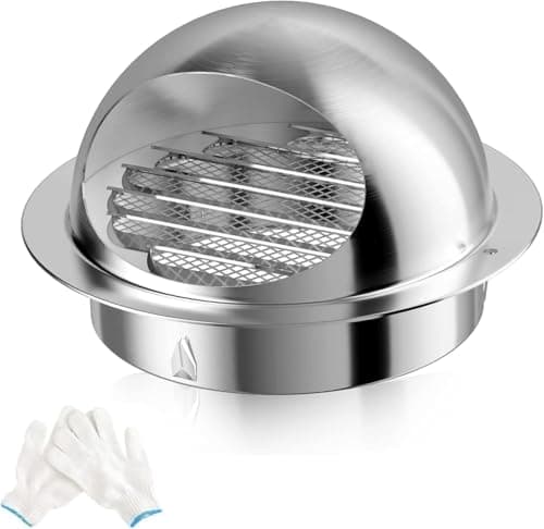 Hon&Guan Rejilla de Ventilación Redonda de Acero Inoxidable de 95 mm, Rejilla Campana Extractora Ventilacion Extractor con Insectos Red para Pared Exterior, Secadora, Extractor Cocina, Chimenea