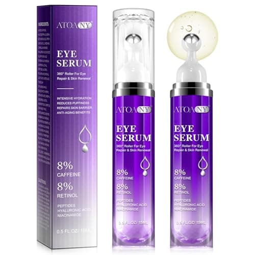 Suero para Ojos con 8% Cafeína 8% Retinol Ácido Hialurónico Niacinamida Péptidos para Bolsas de Ojos Ojeras Arrugas y Lineas Finas, Anti Envejecimiento, 0.5 fl. Oz