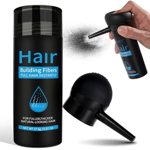 Fibras Capilares 27.5G Polvos para Hombres y Mujeres, Microfibras en Polvo de Queratina Tapa la Calvicie de forma Natural e Disimula la falta de Cabello (Negro con Aplicador)