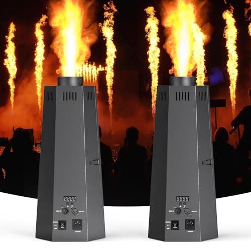 ZonQoonz Lanzallamas, 2 unidades, 150 W, proyector de llama con control DMX, Dj Jet Flame Machine para conciertos, espectáculos, fiestas, Halloween, Navidad, eventos deportivos