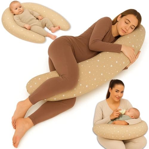 Totsy Baby Cojin Lactancia y Embarazo 190cm – Almohada para Dormir de Lado Descanso y relajación Ideal para futuras mamás Forma en C Oeko-Tex