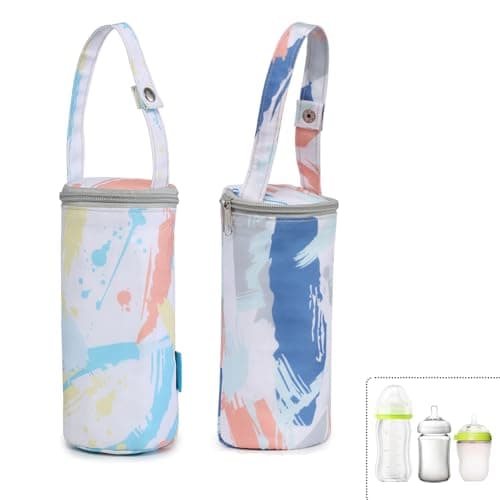 CaiYuanGJ 2 Piezas Bolsa Aislante para Biberón, Bolsa Aislante Biberón, Portabiberones térmico, Aislamiento Térmico con Capa De Algodón, para Cochecitos De Bebé, con Muchos Biberones-B