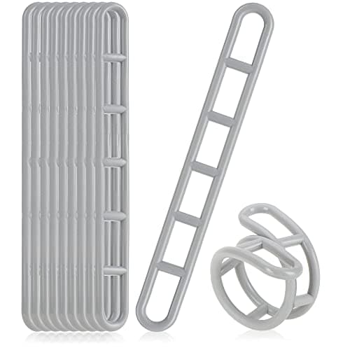 COM-FOUR® Elementos de arriostramiento 10x de plástico - Escalera de toldo para arriostrar toldos, marquesinas, Lonas - Abrazadera de Tienda de 6 Orificios (10 Piezas - Gris)