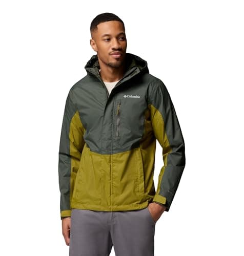 Columbia Pouring Adventure 3 - Chaqueta impermeable para hombre, color verde/verde musgo, talla M