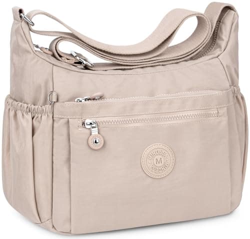 WACCET Bolso Bandolera Mujer Grande, Bolso de Hombro Nylon Impermeable con Correa Ajustable Bolsos Bandolera Mujer con Múltiples Bolsillos Bolso Crossbody Mujer Casual Ligero