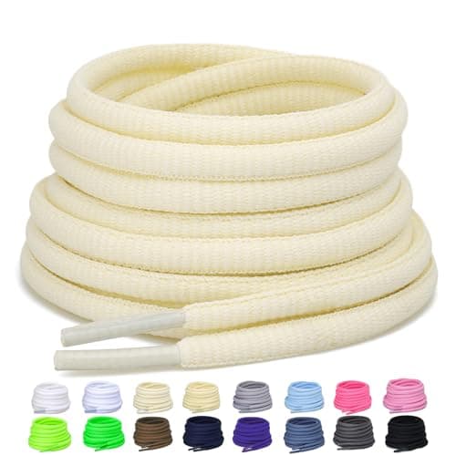 Puzeam 2 pares Cordones Ovalados, 22 colores, Diámetro 6 mm cordones redondos oval de zapatos para zapatillas deportivos Beige 120