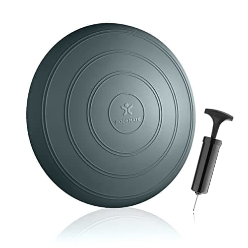 BODYMATE Cojín de asiento Comfort con bomba gris y azul, 33 cm de diámetro, cojín de equilibrio, cojín de aire, almohadilla de equilibrio, fitness, rehabilitación, coordinación y entrenamiento de