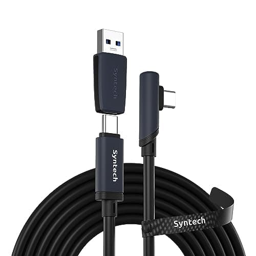 Syntech Cable Link Compatible con Oculus/Meta Quest 3/Quest 3S/Quest2/Pro/Pico 4 Accesorios, Cable Tipo C 5m/16FT con USB 3.0, Transferencia de Datos de Alta Velocidad para Auriculares VR, Negro