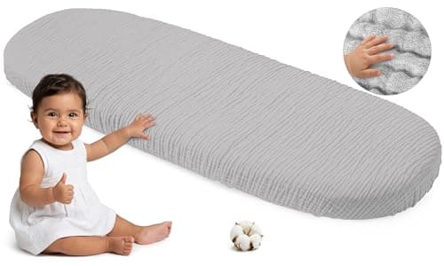 Medi Partners Sabanas Cuna Bebe 86x40 Sabana Bajera Capazo Funda Colchon Combiador para Carro - 100% Algodón Muselina Universal Minicuna Moises Sábanas Carrito (Gris)