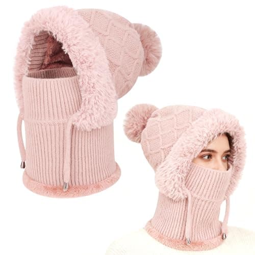 VGMANNTA Gorro de Punto Invierno Mujeres Pasamontañas Térmico Multifuncional Térmica Máscara de Esquí Mujer Balaclava Moto Capucha Invierno para Bicicleta Snowboard Ciclismo-P