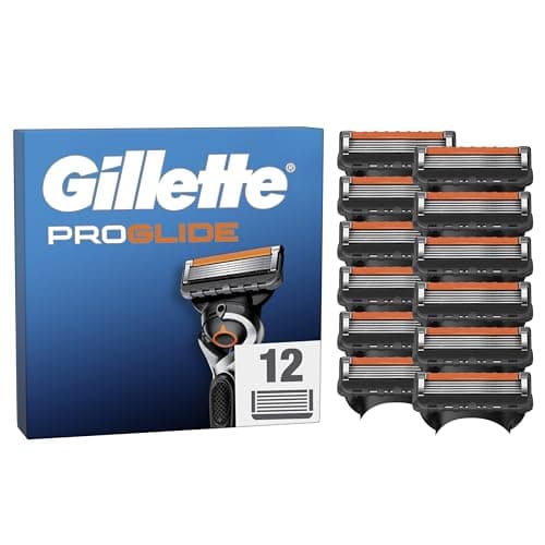 Gillette Proglide Pack de 12 Recambios Para Maquinillas De Afeitar Para Hombre, Cuchillas De Afeitar Con Doble Lubricación y Recortadora De Precisión