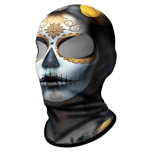 ShopINess Pasamontañas Dos Ojos 3D Calavera Mujer para Moto Deporte Fiestas Halloween y Carnaval con Dos Agujeros para los Ojos Calavera (Lady Karma)