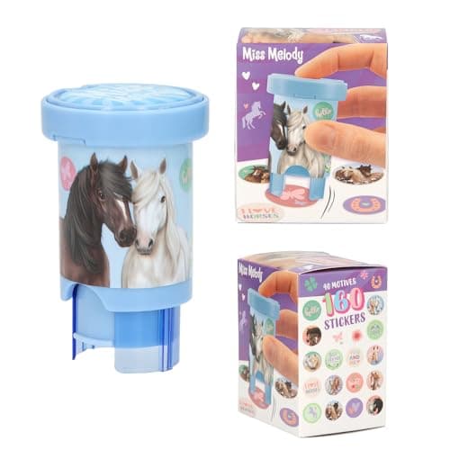 Depesche 13350 Miss Melody Sticker Stamper - Juego de Pegatinas para Estampar Pegatinas de Caballos, Incluye Sello y 160 Pegatinas