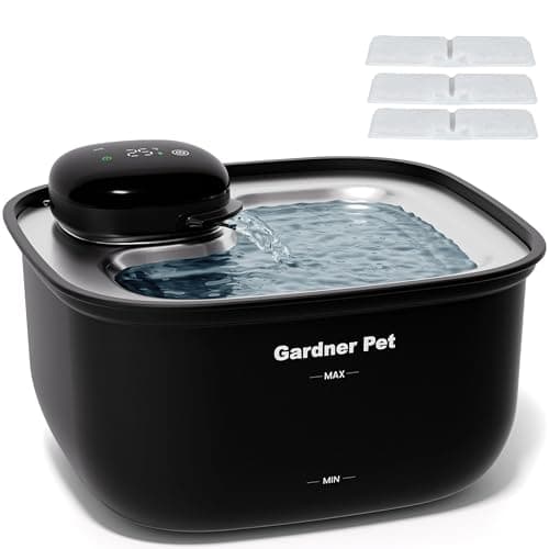 Gardner Pet Fuente para Gatos Inalámbrica 3,78L, Dispensador de Agua con Sensor de Movimiento, Pantalla de Temperatura, Bandeja de Acero Inoxidable y Bomba Silenciosa