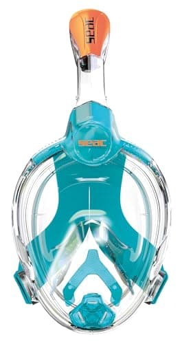 SEAC Amica, Máscara de Snorkel Facial Completa 180° para Adultos y Niños – Antivaho, Válvula Seca, Respiración Natural, Polímero Hipoalergénico Libre de Ftalatos