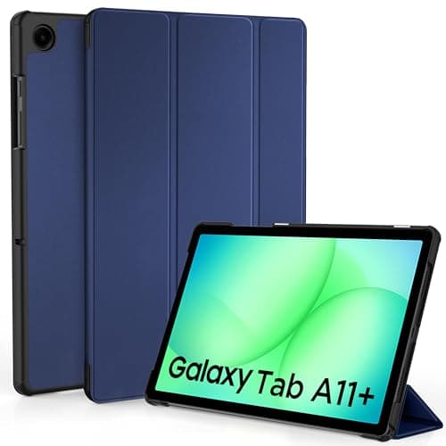 EasyAcc Funda Compatible con Samsung Galaxy Tab A11+/ A11 Plus 11 Pulgadas 2025 SM-X236B/SM-X230– Ultra Slim PU Protectora Carcasa con Función de Soporte función Atril, Azul Oscuro