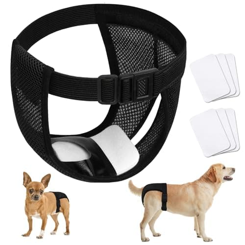 Aomig Pañales Perro Hembra, Pañal para Perros Hembra con 6 Toallas Sanitarias, Braga para Celo Perras Malla Transpirable Ajustables Higiénicos Lavable Reutilizables Altamente Absorbentes, XL